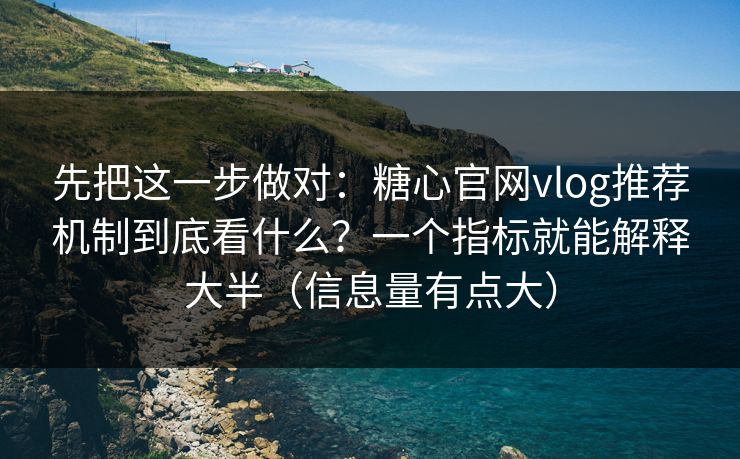先把这一步做对：糖心官网vlog推荐机制到底看什么？一个指标就能解释大半（信息量有点大）