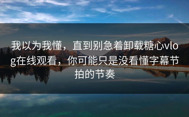 我以为我懂，直到别急着卸载糖心vlog在线观看，你可能只是没看懂字幕节拍的节奏