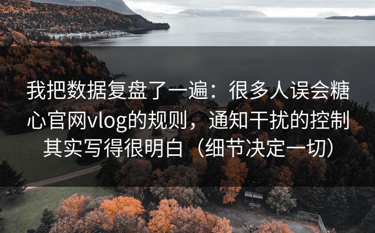 我把数据复盘了一遍：很多人误会糖心官网vlog的规则，通知干扰的控制其实写得很明白（细节决定一切）