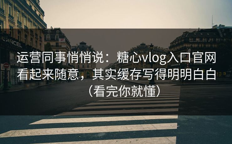 运营同事悄悄说：糖心vlog入口官网看起来随意，其实缓存写得明明白白（看完你就懂）