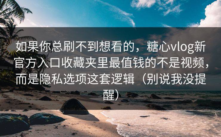 如果你总刷不到想看的，糖心vlog新官方入口收藏夹里最值钱的不是视频，而是隐私选项这套逻辑（别说我没提醒）