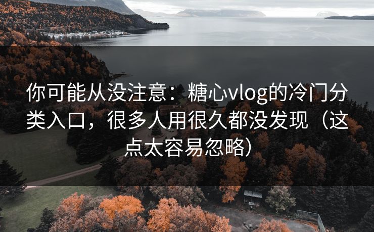 你可能从没注意：糖心vlog的冷门分类入口，很多人用很久都没发现（这点太容易忽略）