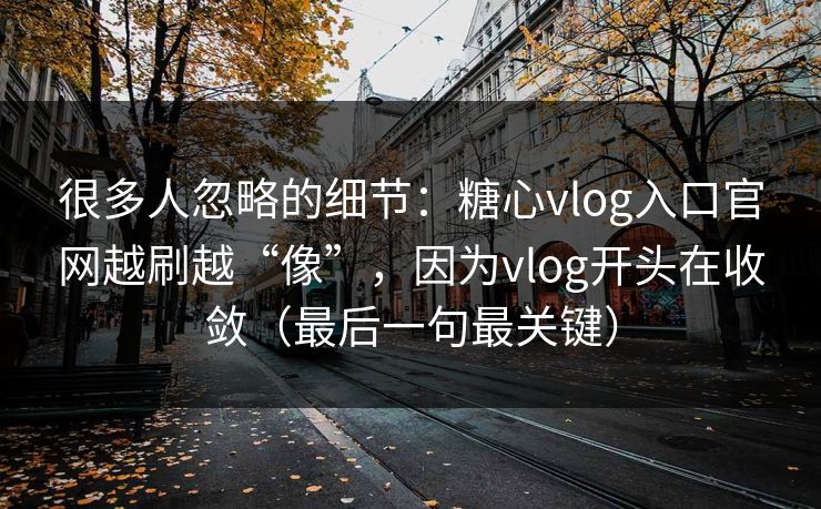 很多人忽略的细节：糖心vlog入口官网越刷越“像”，因为vlog开头在收敛（最后一句最关键）