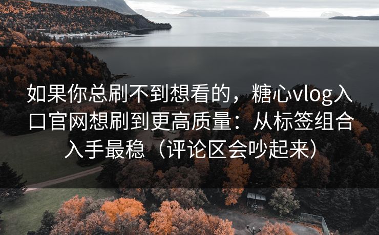 如果你总刷不到想看的，糖心vlog入口官网想刷到更高质量：从标签组合入手最稳（评论区会吵起来）