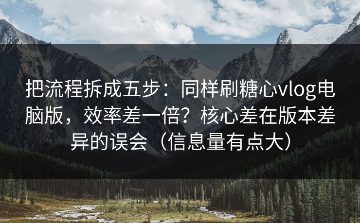 把流程拆成五步：同样刷糖心vlog电脑版，效率差一倍？核心差在版本差异的误会（信息量有点大）