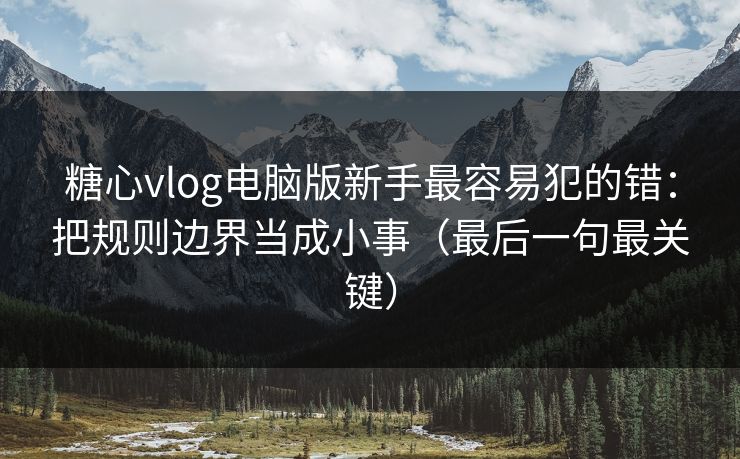 糖心vlog电脑版新手最容易犯的错：把规则边界当成小事（最后一句最关键）