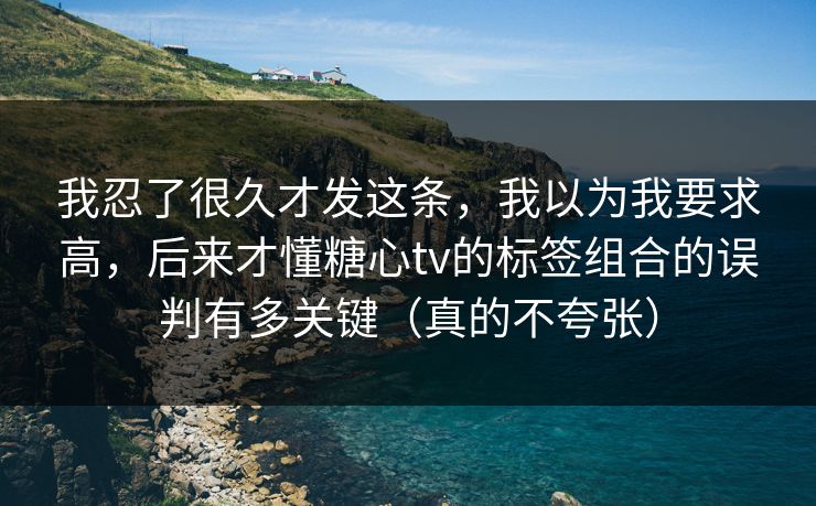 我忍了很久才发这条，我以为我要求高，后来才懂糖心tv的标签组合的误判有多关键（真的不夸张）